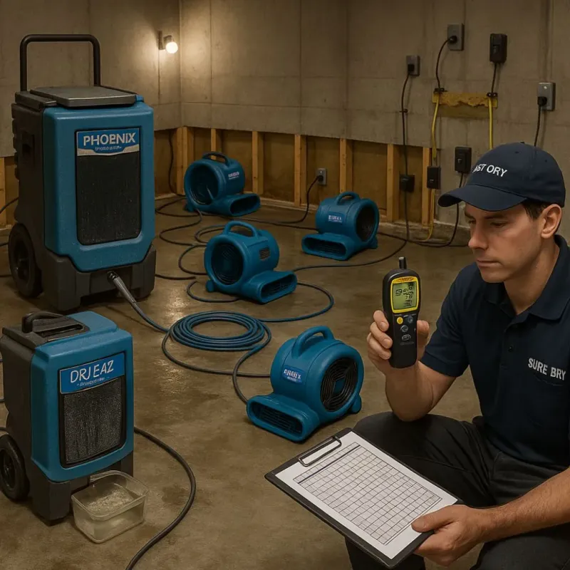 Structural Drying and Dehumidification process in Ames Lake, WA